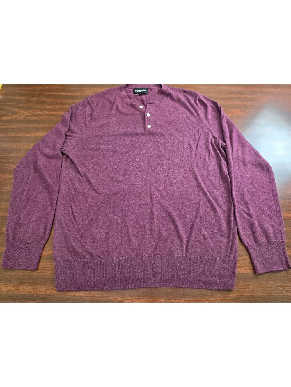 Bonobos Heathered Purple Burgundy Henley Sweater Medium Slim Fit Smart Casual